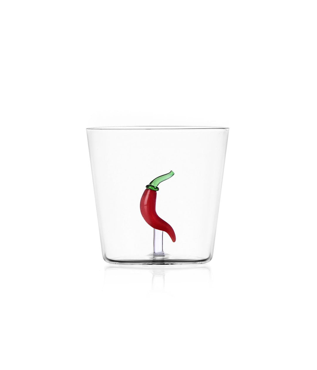 Bicchiere Vegetables di Ichendorf con motivo di peperoncino rosso, realizzato in vetro borosilicato.