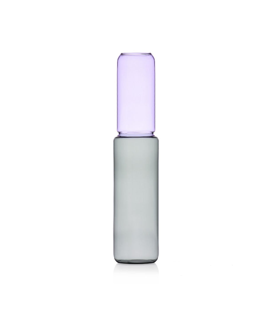 Vaso Revolve H42 cm di Ichendorf in vetro borosilicato con design smoke e viola.