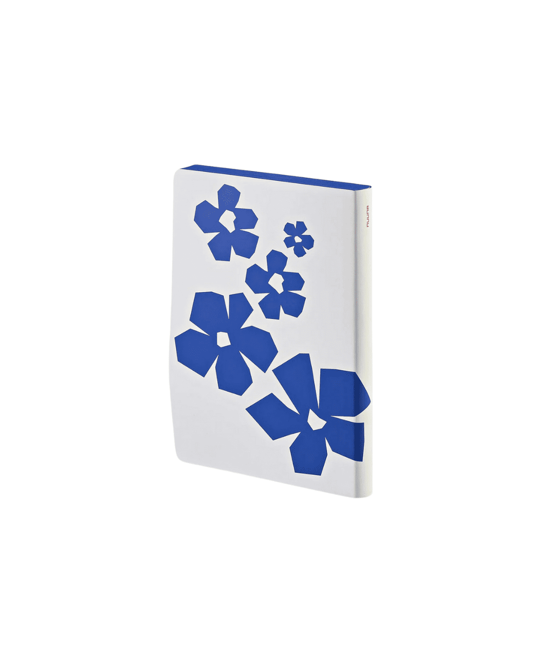 Retro Notebook  bianco con fiori blu. Immagine s sfondo bianco.
