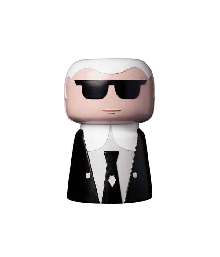 Vaso grande con l'immagine di Karl Lagerfield su sfondo bianco